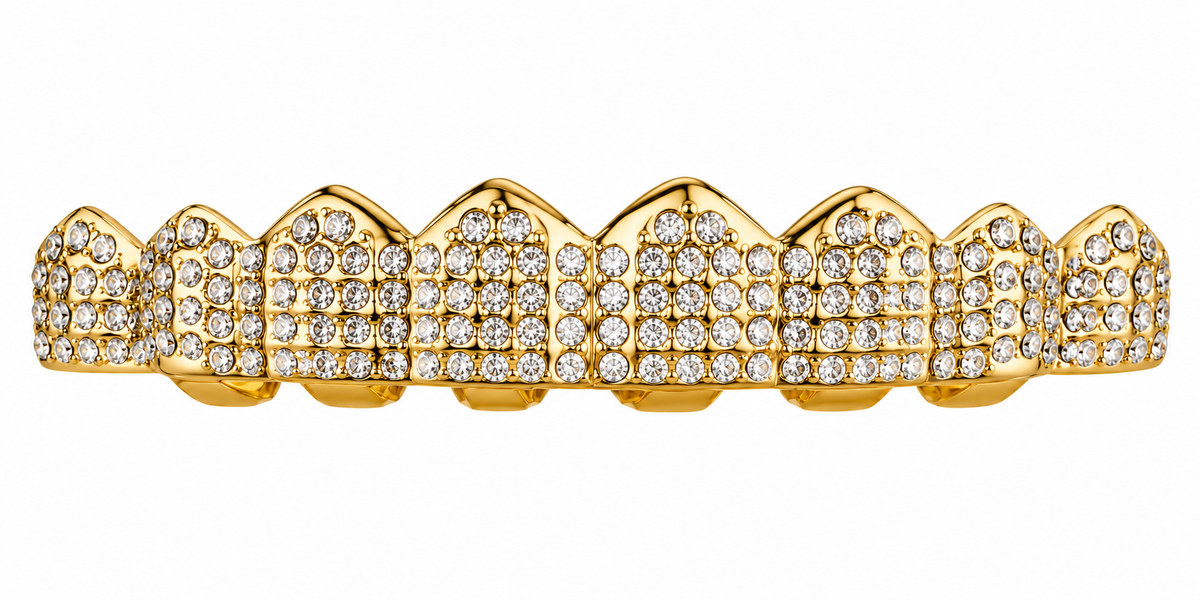 Grillz Premium Gold – Double Rangée Zircon