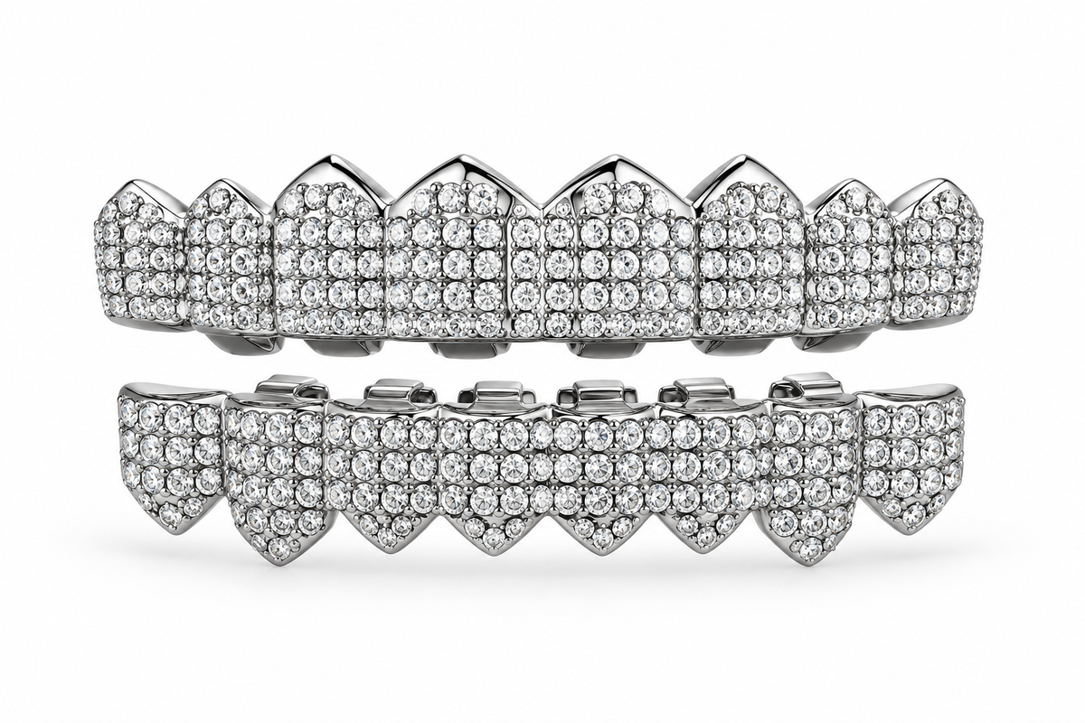 Grillz Silver Premium – Full Diamond Set