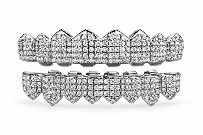 Grillz Silver Premium – Full Diamond Set