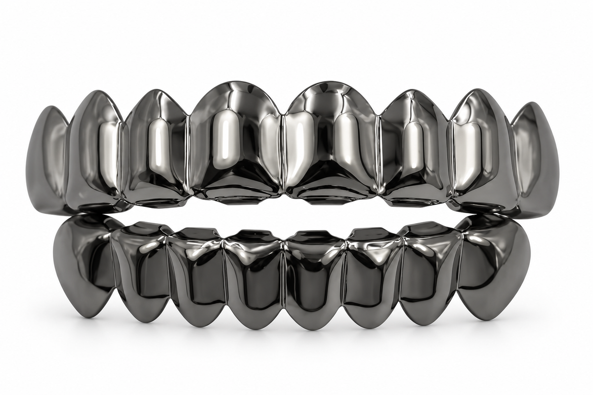 Grillz Premium Gunmetal – Full Set Argent Fumé