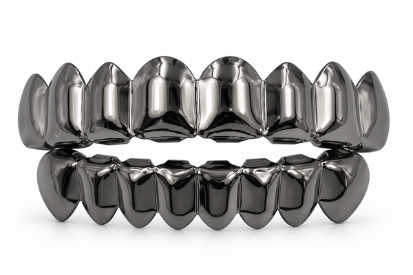 Grillz Premium Gunmetal – Full Set Argent Fumé