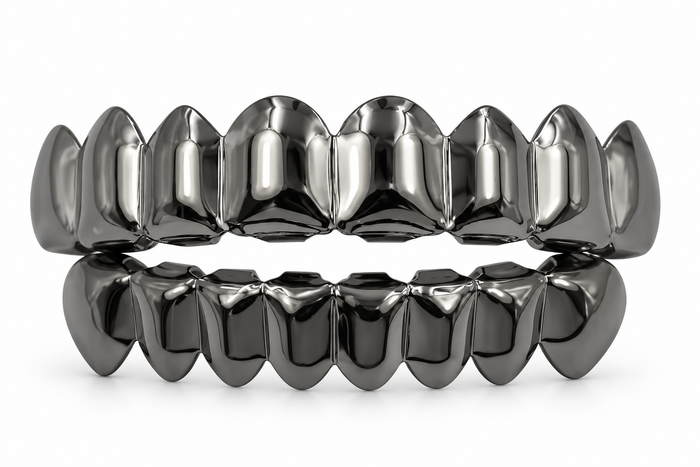 Grillz Premium Gunmetal – Full Set Argent Fumé