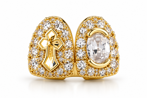 Grillz Silver & Gold Premium – Iced Cross Edition