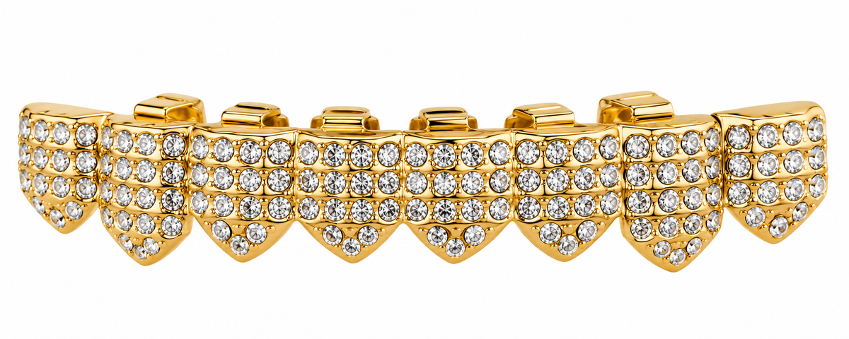 Grillz Premium Gold – Double Rangée Zircon