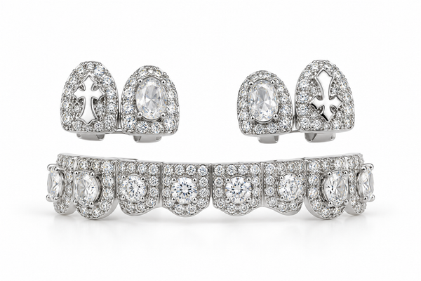 Grillz Gold Premium – Iced Cross Diamond Set