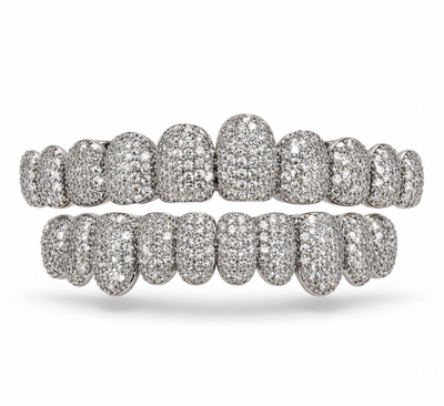 Premium Silver Grillz – Pavé of Brilliant Zircons