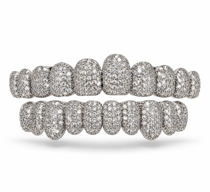 Grillz Premium Argenté – Pavé de Zircons Brillants