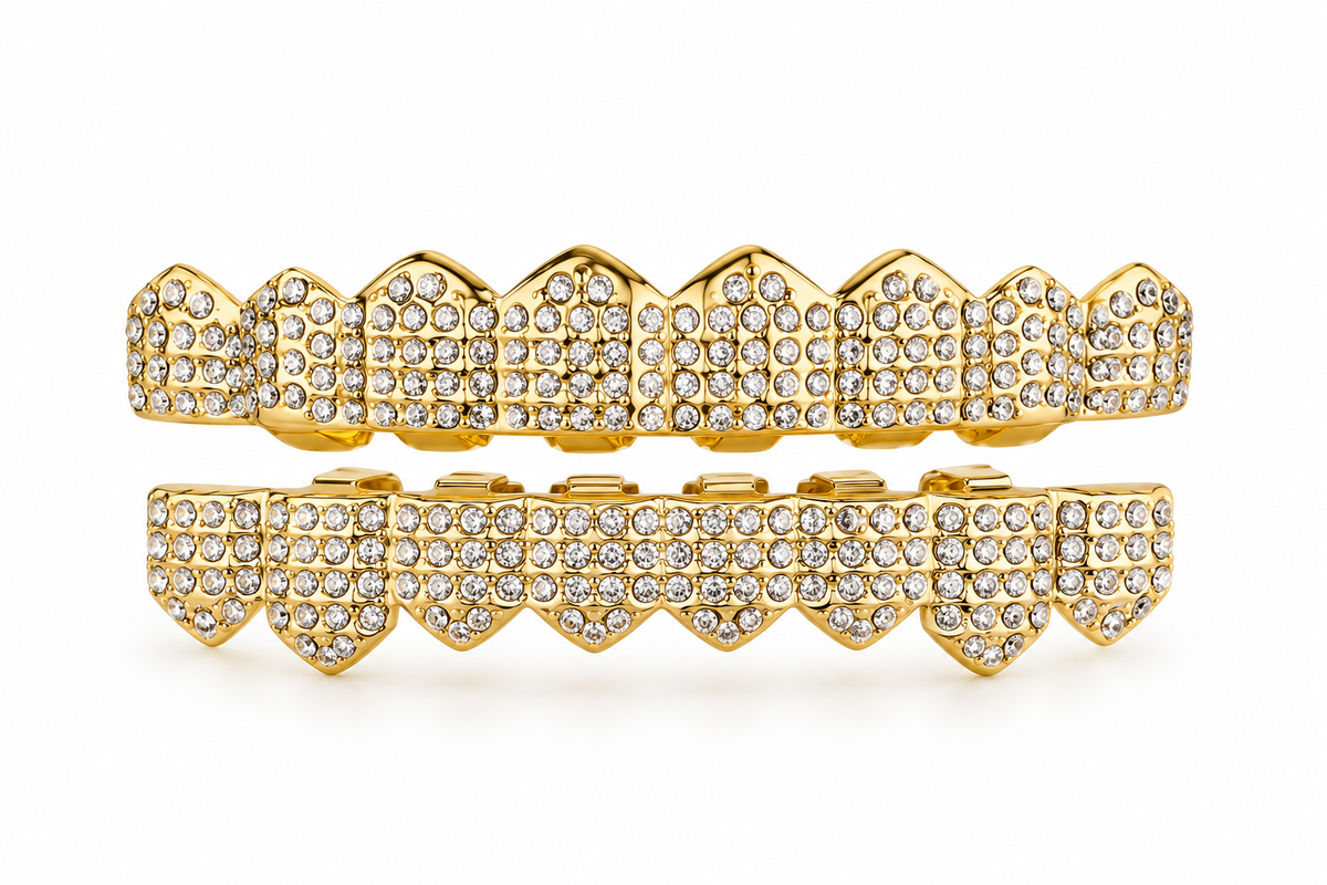 Grillz Premium Gold – Double Rangée Zircon