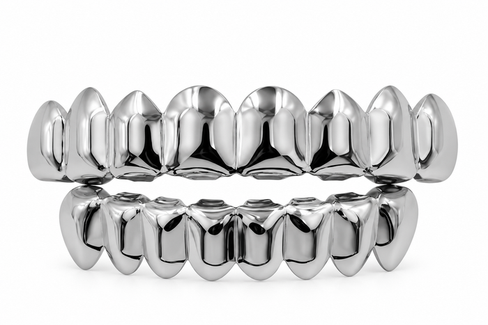 Premium Chrome Grillz – Full Set Silver