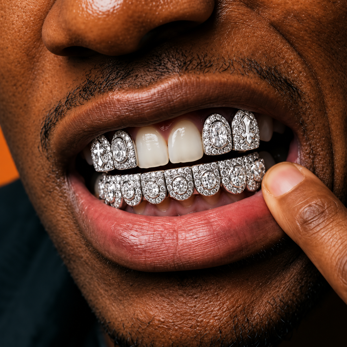 Grillz Gold Premium – Iced Cross Diamond Set